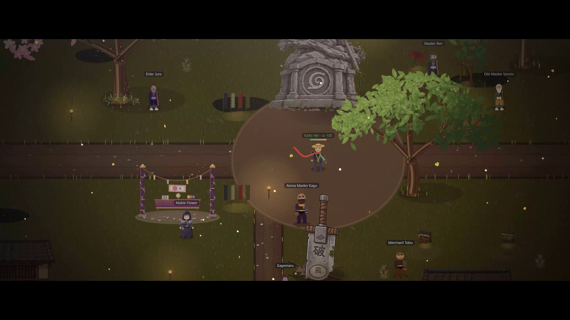 Veilwind — the village of Kazehane, with other players walking past